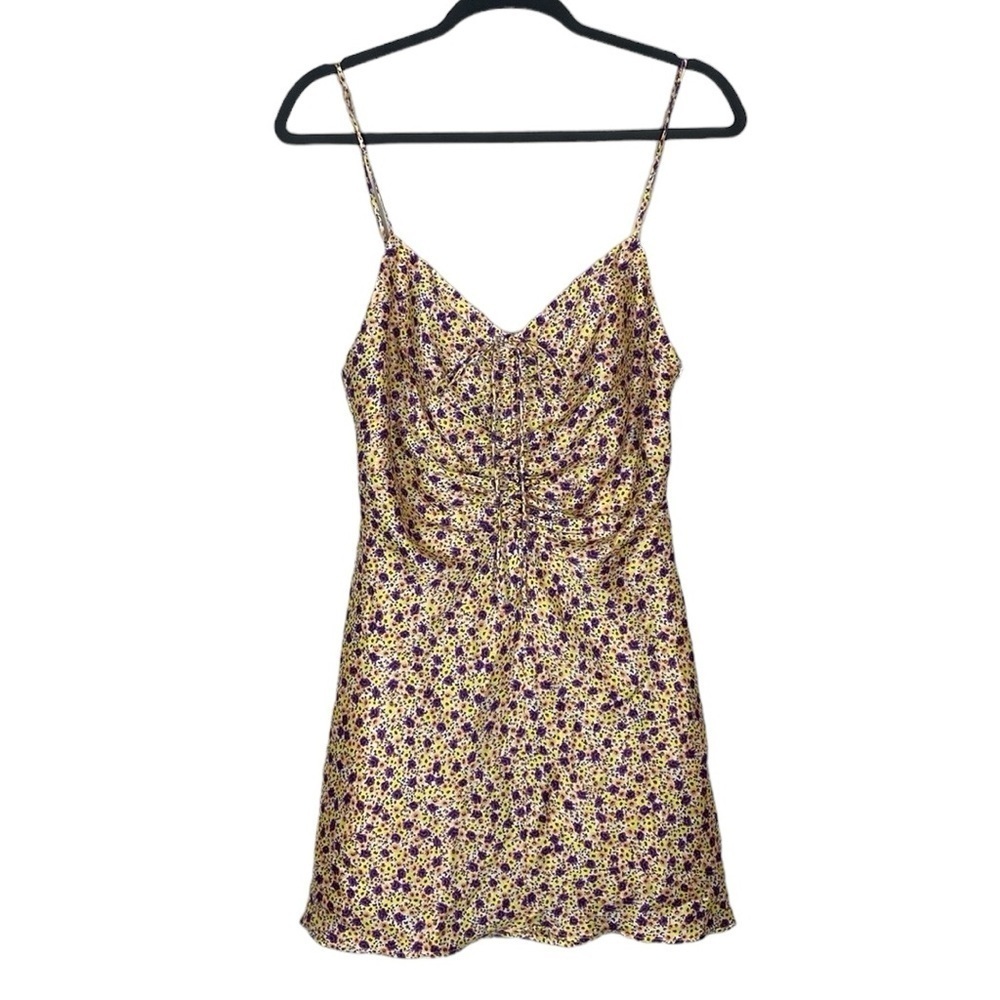 Zara floral ruched front mini dress